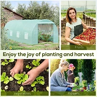 20' Walk-In Tunnel Greenhouse with 8 Windows & Steel Frame