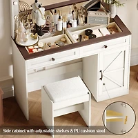 Streamdale Makeup Vanity with Large Mirror, Adjustable Led Lights, and 3 Drawers