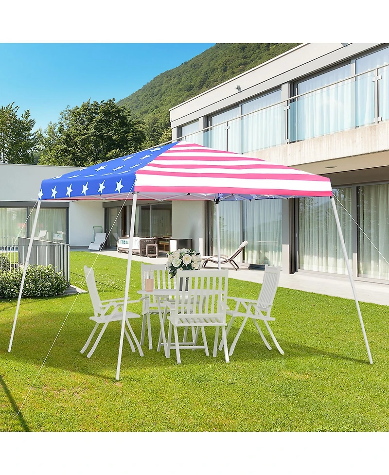 Slant Leg Pop Up Canopy Tent with American Flag Roof