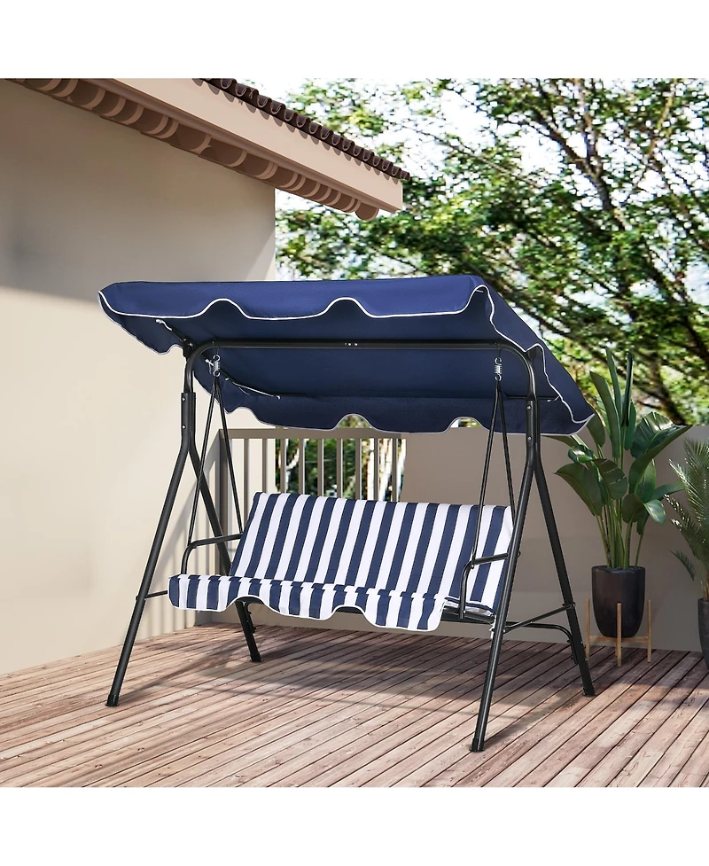 3-Seat Patio Swing Chair with Canopy and Cushion
