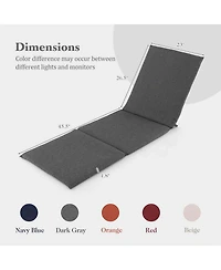 Outdoor Chaise Lounge Cushion with Hook & Loop Fastener Fixing Straps Patio