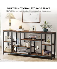 Tribesigns Console Sofa Table, 70.9 inch Extra Long Table Behind Couch with Storage Shelves, 3-Tier Industrial Narrow Entryway Hallway Accent fo