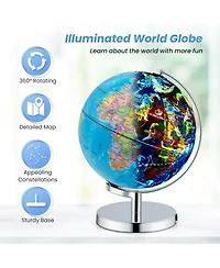 3-in-1 Illuminated World Globe with Stand and 88 Constellations