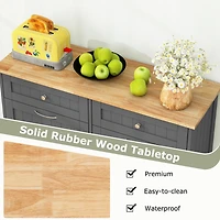 Wooden Kitchen Trash Cabinet Tilt Out Bin Holder with Drawer & Storage Shelf