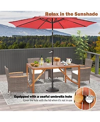 Costway Patio Rectangle Acacia Wood Dining Table Spacious Slatted