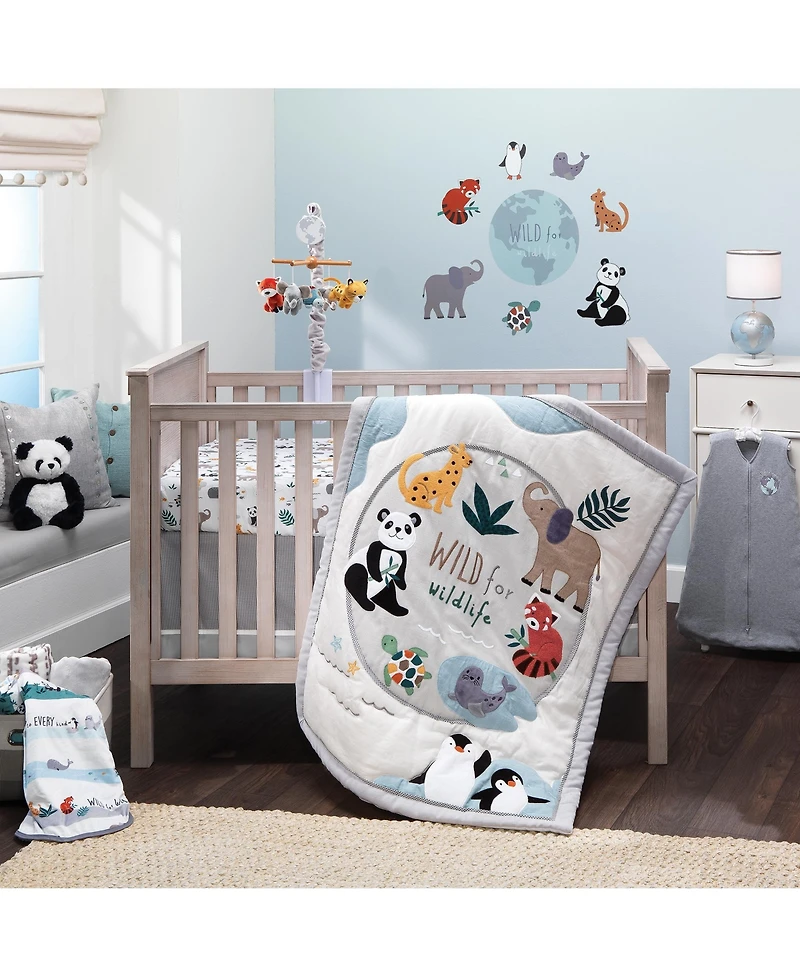 Lambs & Ivy Wild Life Musical Baby Nursery Crib Mobile - Protect the Animals