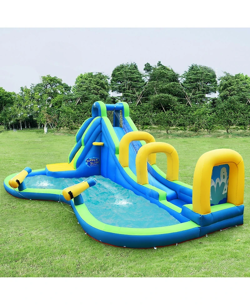 Costway Inflatable Water Slide Kids Bounce House Castle Splash Water Pool W/ 750W Blower