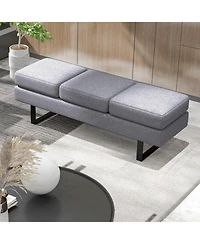 Vebreda Waiting Room Bench Seating Long Bench with Metal Frame Leg-Gray