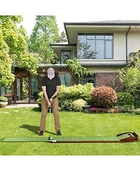 Vebreda Golf Putting Mat Practice Training Aid with Auto Ball Return and 2 Hole Sizes