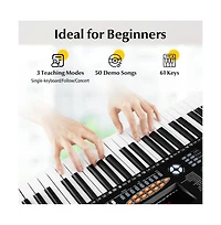 Vebreda 61-Key Electronic Keyboard Piano with 3 Teaching Modes Led Display and Dual Keyboard