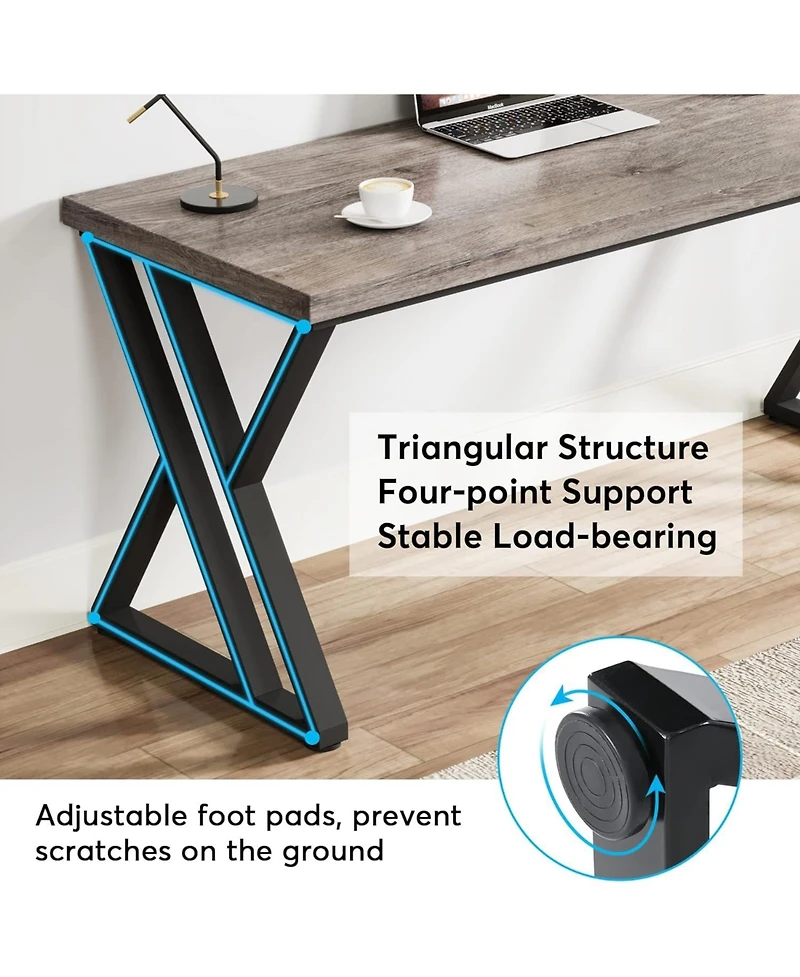Tribesigns Writing Computer Desk, 55 inch Heavy Duty Study Desk with Z-Shaped Metal Leg, Modern Simple Home Office