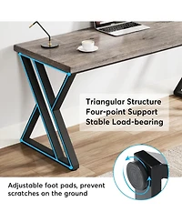 Tribesigns Writing Computer Desk, 55 inch Heavy Duty Study Desk with Z-Shaped Metal Leg, Modern Simple Home Office