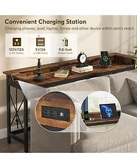 Tribesigns Sofa Table with Outlets and Usb Ports, 70.9 inch Extra Long Console Table Behind Couch with Charging Station, Industrial Narrow Entryway Ha