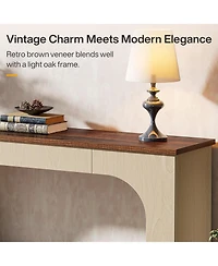 Tribesigns 55-Inch Console Table with Led Lights, Farmhouse 2-Tier Narrow Sofa Table with Storage, Wood Foyer Entryway Behind Couch Table for Living R