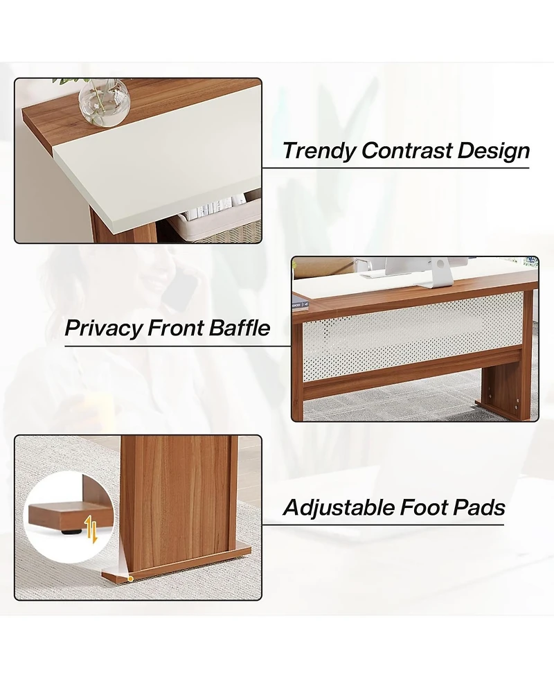 Tribesigns 63" Computer Desk with 40" Lateral File Cabinet Set, Executive Desk and Mobile Drawer Cabinet , Modern Furniture Set