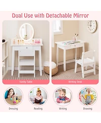 Sugift Kids Vanity Set with Lighted Mirror-White