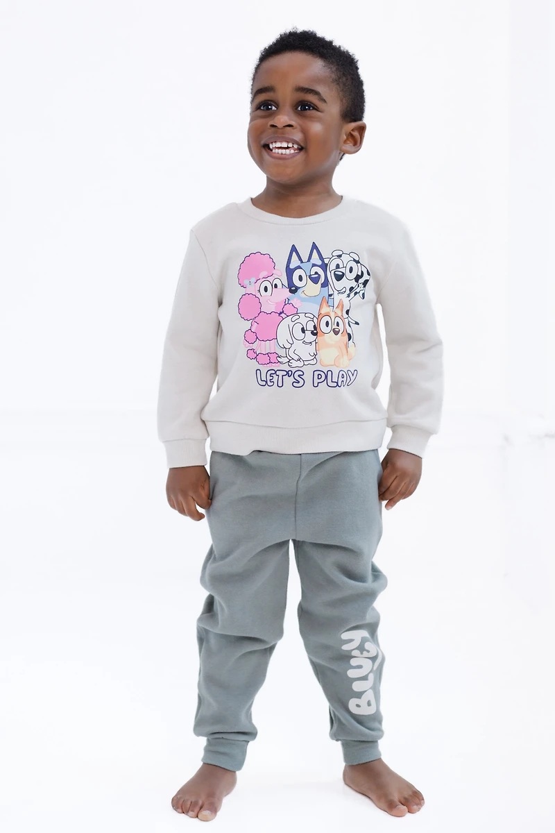 Bluey Little Boys Fleece Sweatshirt and Jogger Pants Outfit Set to