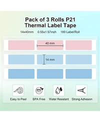 Nelko Genuine P21 Label Maker Tape, Adapted Label Print Paper, 14x40mm (0.55"x1.57"), Standard Laminated Labeling Replacement, Multipurpose of P21, 18