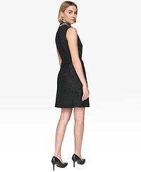Karl Lagerfeld Paris Women's Faux-Wrap Button-Trim Tweed Skirt