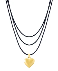 Adornia Gold Adjustable Puffy Heart with Black Chord Bolo Necklace