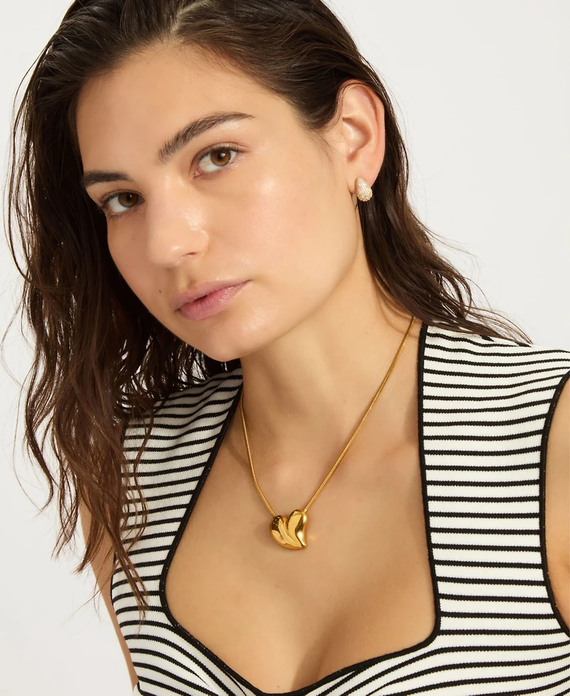Adornia Gold Tarnish Resistant Adjustable Oversized Puffy Heart Necklace