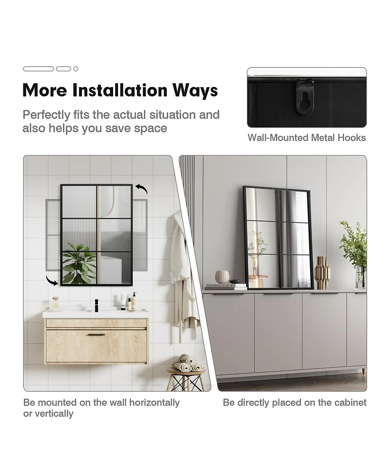 Sugift 3-Layered Decorative Wall Mirror with Metal Frame for Dining Living Room