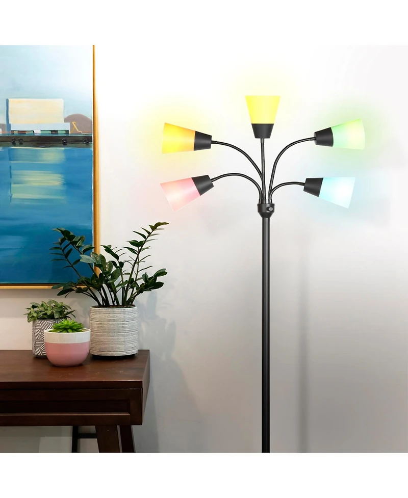 Medusa Modern 78" Led 5-Light Floor Lamp with Interchangeable Shades