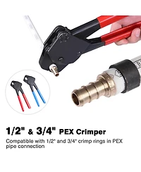 Yescom 1/2" 3/4" Pex Crimper Copper Ring Crimping Tool Kit with Go/no Go Gauge 2 Pack