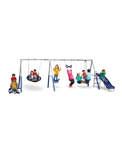 Xdp Recreation Fun All Mighty Swing Set w/See Saw, Super Disc, Swings, & Slide