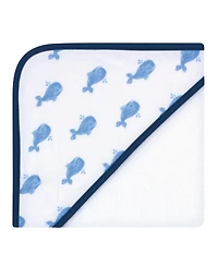 Hudson Baby Infant Boy Rayon from Bamboo Rich Hooded Towels, Blue Whale, One Size