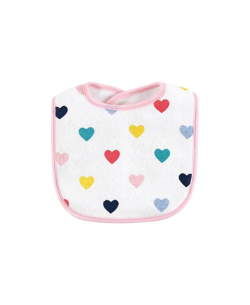 Hudson Baby Girls Cotton Terry Bib and Burp Cloth Set