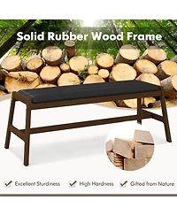 50 Inch Long Solid Wood Dining Bench Upholstered Table Bench with Faux Leather Padded Seat