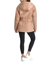 Dkny Women's Quilted Elastic-Waist Hooded Zipper Jacket