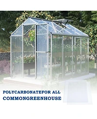 Aoodor 6Pcs 24'' (W) x 48'' (L) x 0.24'' Polycarbonate Greenhouse Panels, Waterproof Uv Protected Reinforced Sheets, Outdoor Garden and Greenhouse Cov