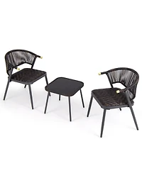 3 Pieces Patio Rattan Furniture Set for Backyard Poolside-Brown and Black