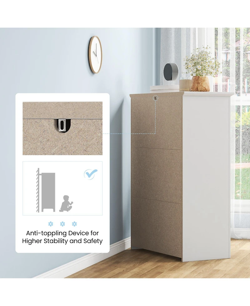 Tall Storage Dresser with 5 Pull-out Drawers for Bedroom Living Room-Walnut