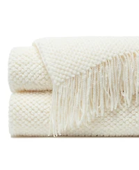 Chanasya Premium Round Pearl Knit Throw Blanket with Tassels - Soft, Cozy Blanket for Couch, Bed, Living Room - 50" x 65” - Yellow