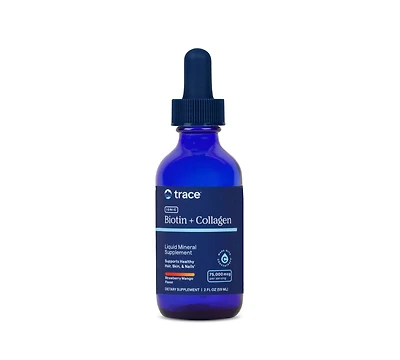 Trace Minerals Liquid Ionic Biotin + Collagen (75,000mcg) | Bioavailable with Full Spectrum Ionic Supports Hair, Skin & Nails | Natural Strawberry Man