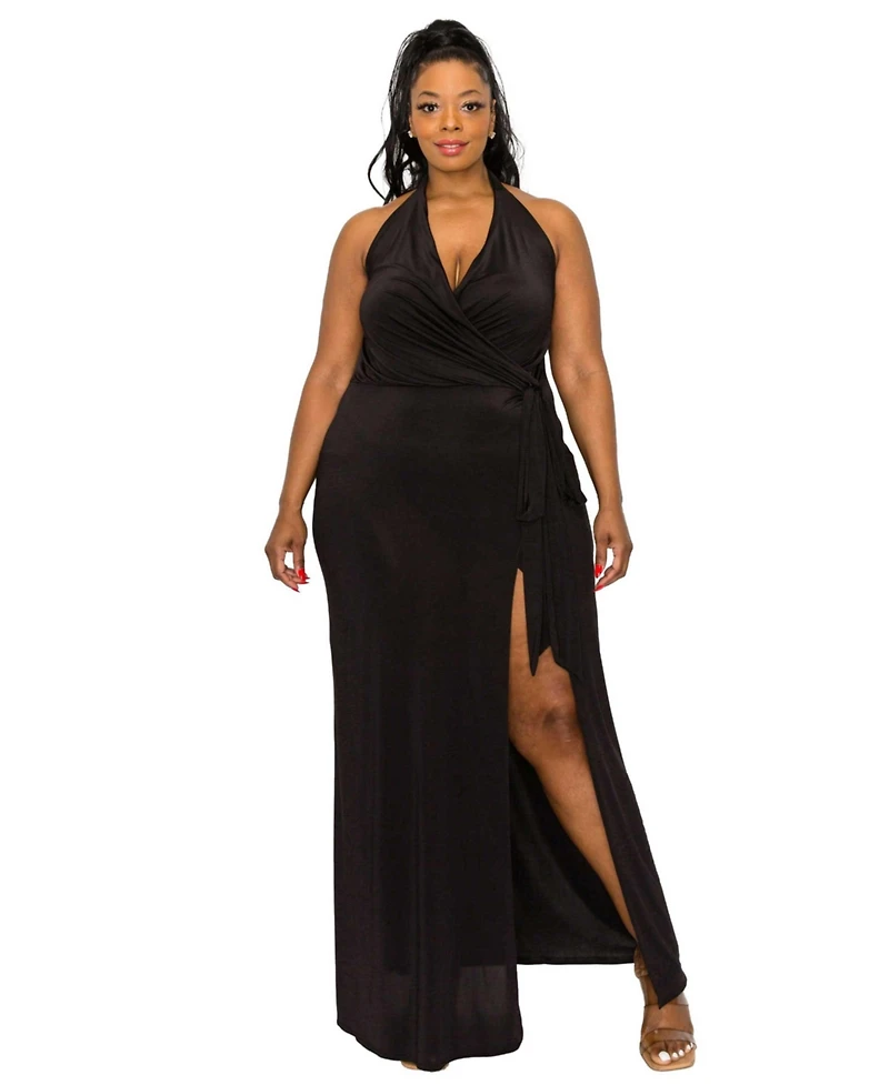 L I V D Plus Size Gisele Halter Neck Dress