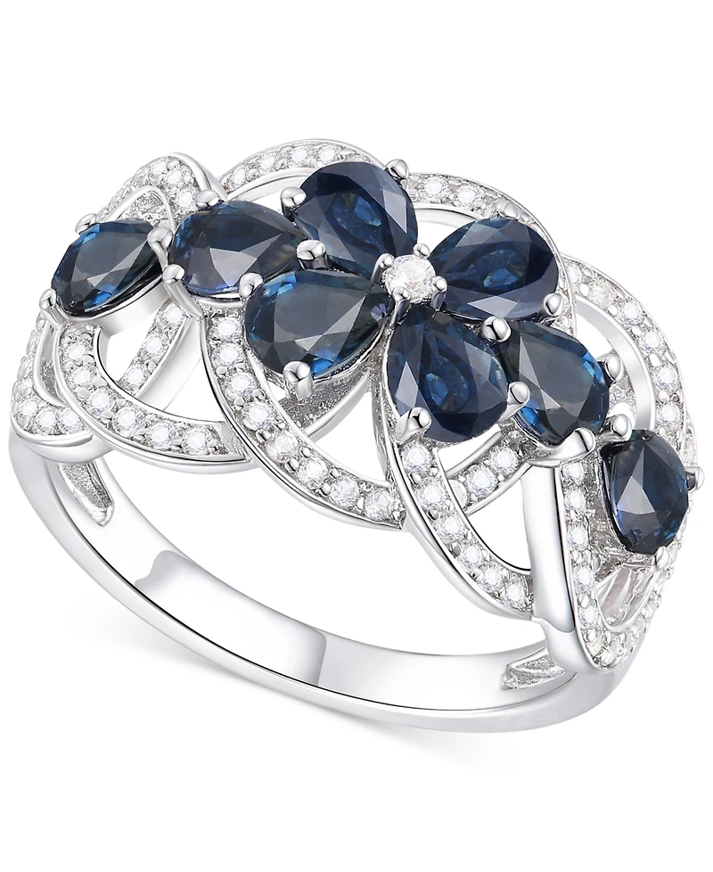 Emerald (2-1/4 ct. t.w.) & Diamond (1/4 Flower Openwork Ring 14k Gold (Also Ruby Sapphire)