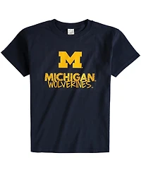 Two Feet Ahead Big Boys and Girls Navy Michigan Wolverines Crew Neck T-Shirt