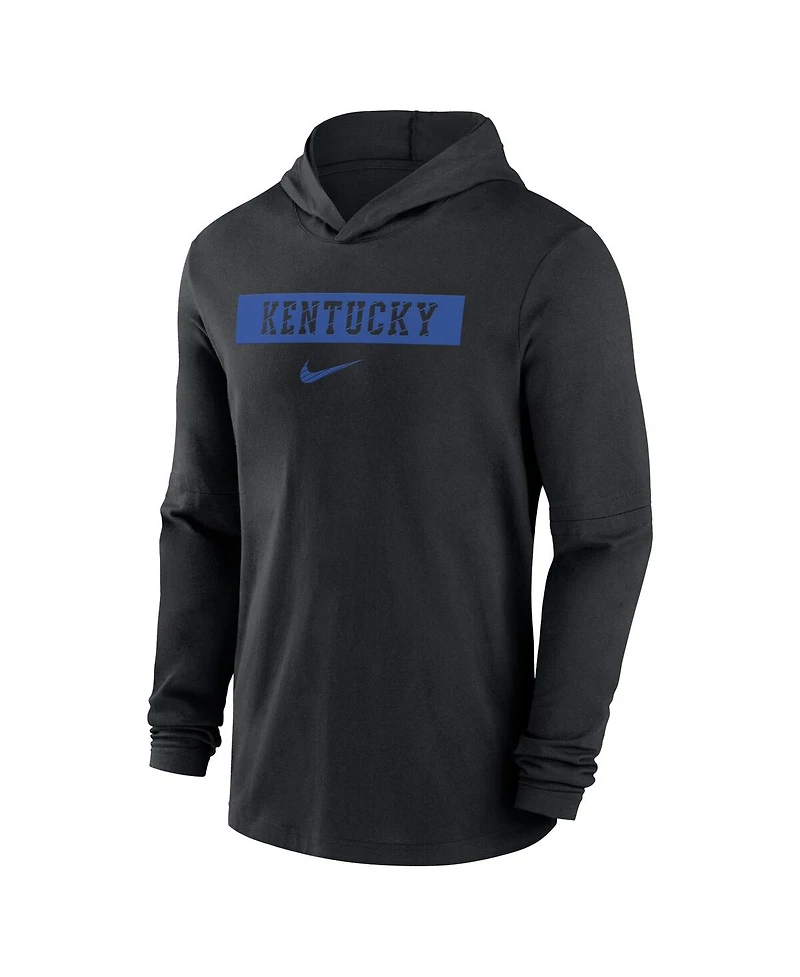 Nike Men's Black Kentucky Wildcats Sideline Hoodie Performance Long Sleeve T-Shirt