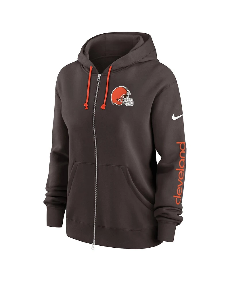 Nike Women's Brown Cleveland Browns Phoenix Hoodie Full-Zip Sweatshirt