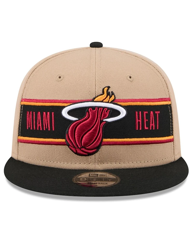 New Era Big Boys and Girls Tan/Black Miami Heat 2024 Nba Draft 9FIFTY Snapback Hat
