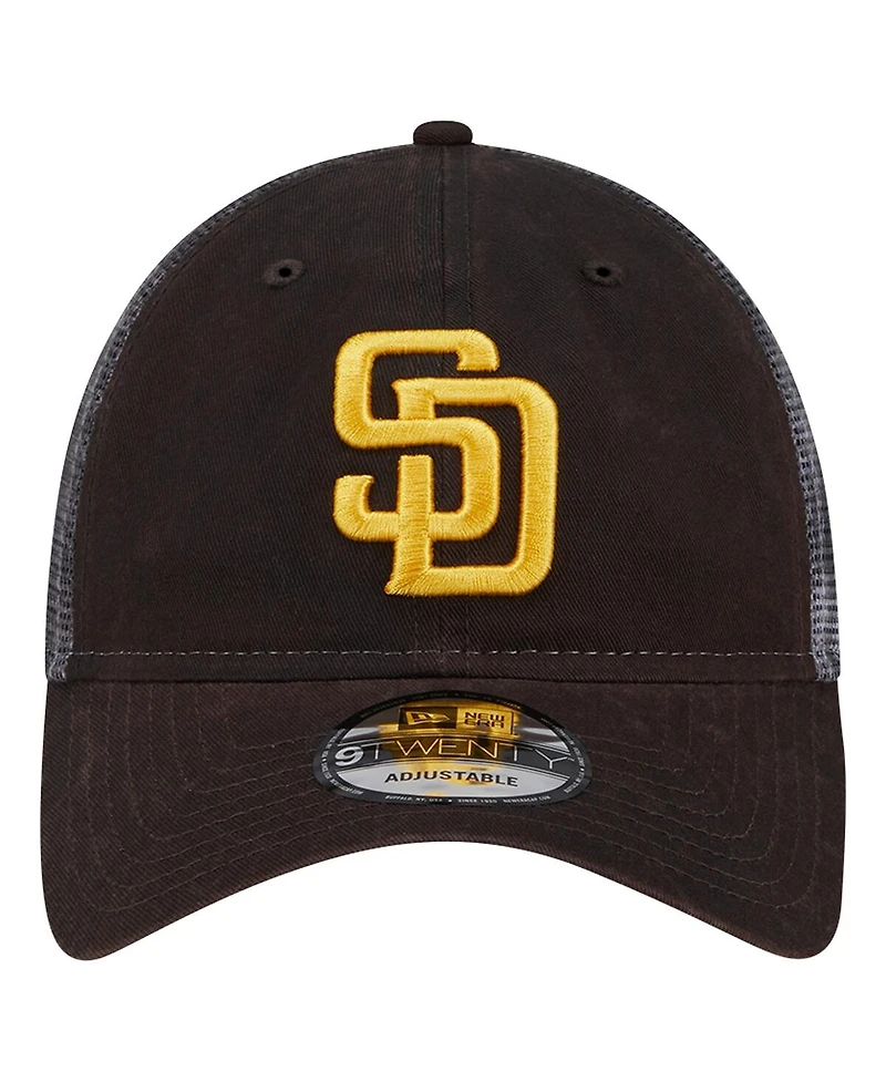 New Era Men's Brown San Diego Padres Team Slick Trucker 9TWENTY Adjustable Hat