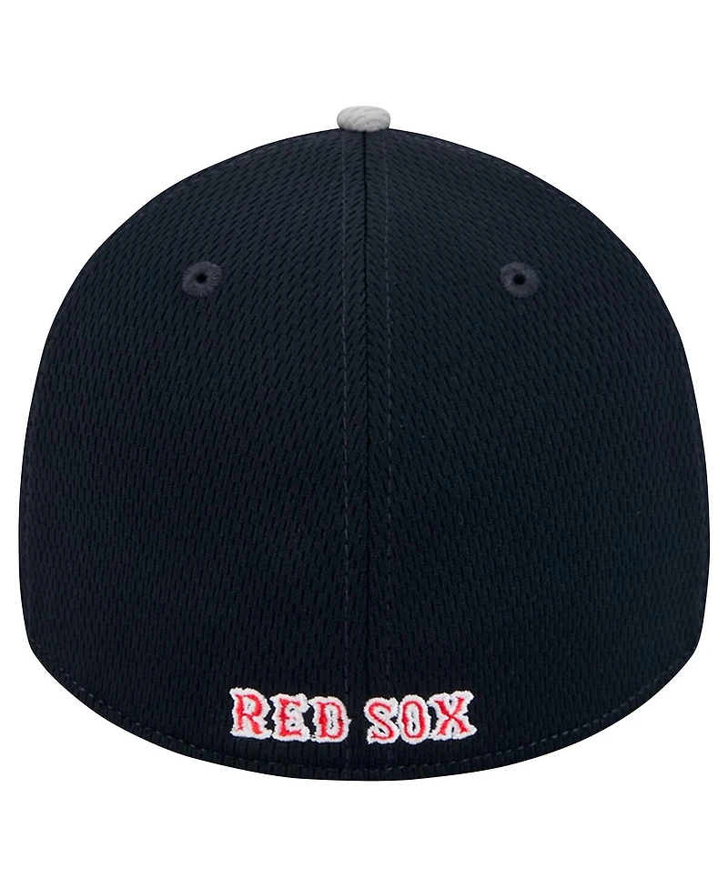 New Era Men's Gray/Black Boston Red Sox Visor Trim 39THIRTY Flex Hat