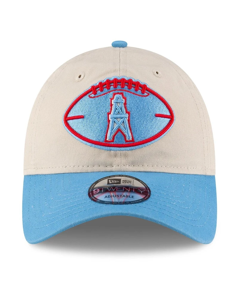 New Era Men's Stone/Light Blue Houston Oilers 2024 Sideline Historic 9TWENTY Adjustable Hat