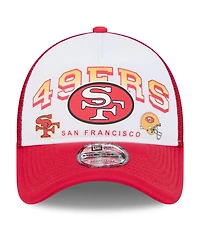 New Era Men's White/Scarlet San Francisco 49ers Retro Wordmark A-Frame 9FORTY Adjustable Hat