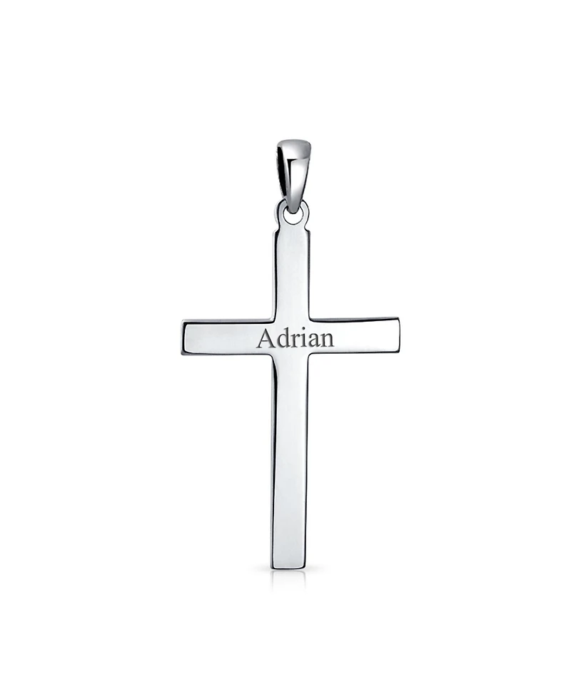 Bling Jewelry Large Plain Simple Basic Religious Cross Pendant Necklace Solid Sterling Silver