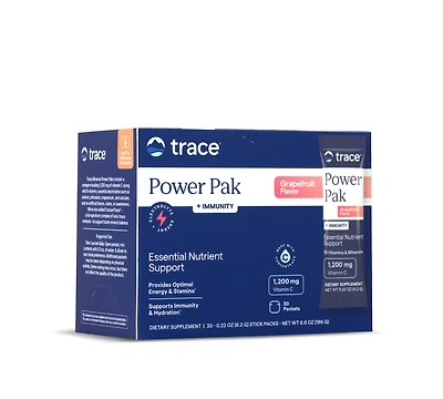 Trace Minerals Power Pak Electrolyte + Immunity Boost Drink Packets | 1200 mg Vitamin C, Elderberry, Zinc, D3, B6, B12 | Immunity, Hydration